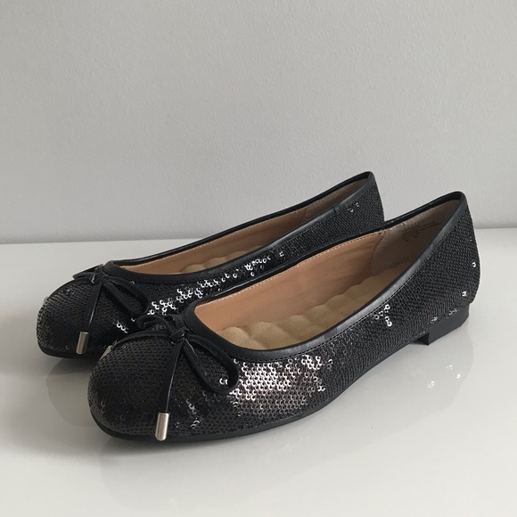 Joan Boyce Vintage Black Sequins Flats Bow Tie Women’s Shoes Y2K - Picture 2 of 16